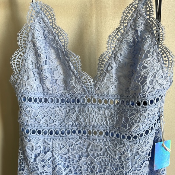 NEW Baby Blue Lace Mini Dress - Picture 3 of 3